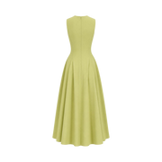 Valeria Flared High Neck Midi Dress - Citron Yellow