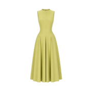 Valeria Flared High Neck Midi Dress - Citron Yellow