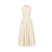 Valeria Flared High Neck Midi Dress - Ivory
