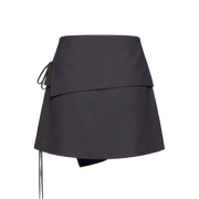 Valeria Foldover Wrap Mini Skirt - Grey