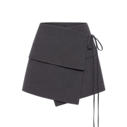 Valeria Foldover Wrap Mini Skirt - Grey