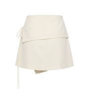 Valeria Foldover Wrap Mini Skirt - Ivory