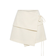 Valeria Foldover Wrap Mini Skirt - Ivory