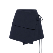 Valeria Foldover Wrap Mini Skirt - Navy