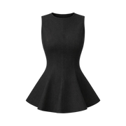 Valeria Linen Peplum Top - Black