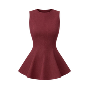Valeria Linen Peplum Top - Deep Wine