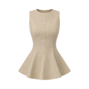Valeria Linen Peplum Top - Warm Oat