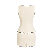 Valeria Noiré Scallop Tailored Set - Ivory