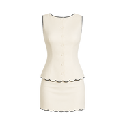 Valeria Noiré Scallop Tailored Set - Ivory