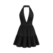 Valeria Twisted Halter Mini Dress - Black