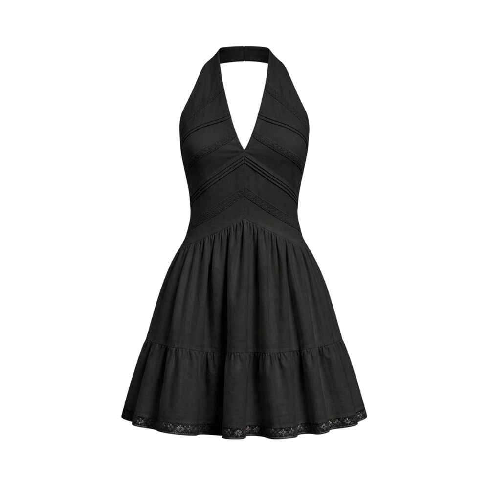 Valeria Twisted Halter Mini Dress - Black