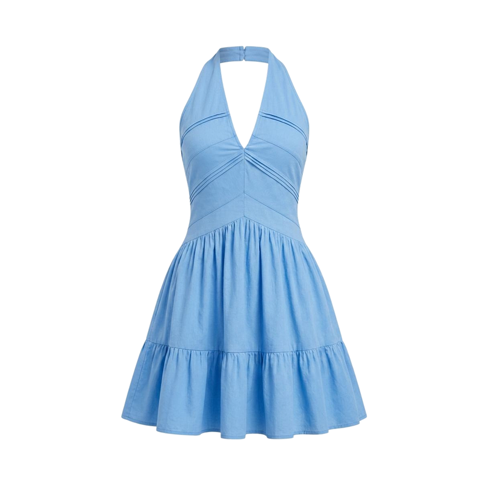 Valeria Twisted Halter Mini Dress - Ice Blue