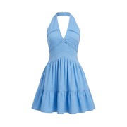 Valeria Twisted Halter Mini Dress - Ice Blue