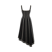 Valeria Contrast Panel Midi Dress - Black Ivory