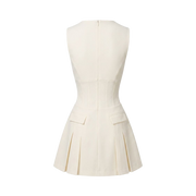 Valeria Plunge Tailored Mini Dress - Ivory