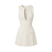 Valeria Plunge Tailored Mini Dress - Ivory