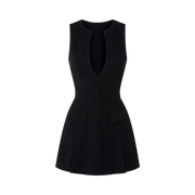 Valeria Plunge Tailored Mini Dress - Noir