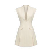 Valeria Sculpted Blazer Mini Dress - Warm Ivory