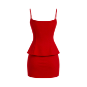 Valeria Sculpted Peplum Set - Rouge Crimson