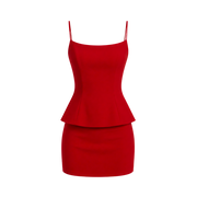 Valeria Sculpted Peplum Set - Rouge Crimson