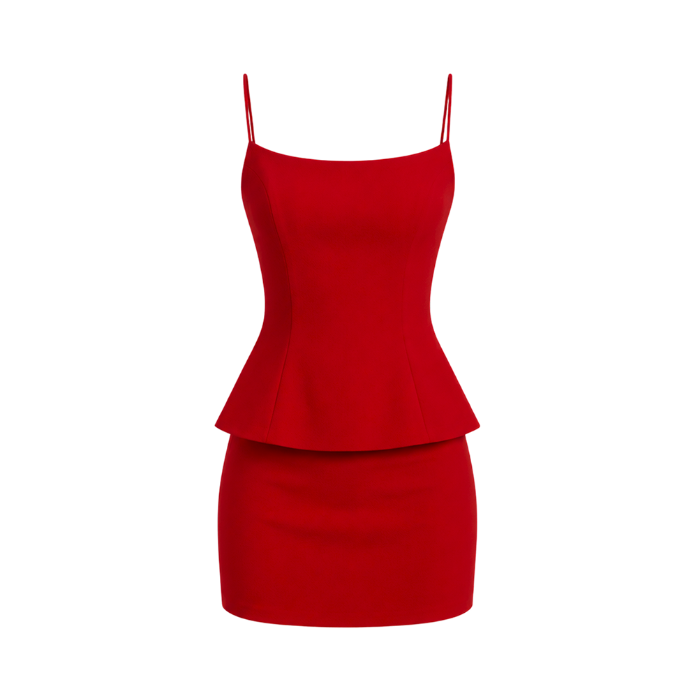 Valeria Sculpted Peplum Set - Rouge Crimson