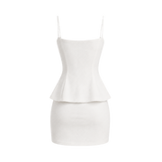 Valeria Sculpted Peplum Set Back - Porcelain White