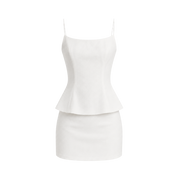 Valeria Sculpted Peplum Set Back - Porcelain White
