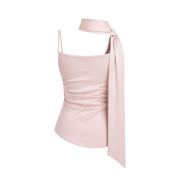 Valeria Sculpted Satin Scarf Top - Blush Pink