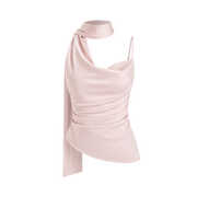 Valeria Sculpted Satin Scarf Top - Blush Pink