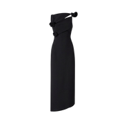 Valeria Twisted Foldover Midi Dress - Black