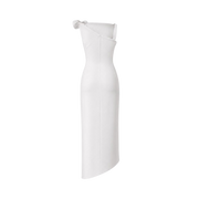 Valeria Twisted Foldover Midi Dress - White