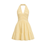 Valeria Twisted Halter Mini Dress - Butter Yellow