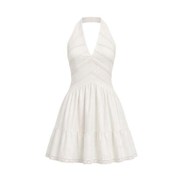 Valeria Twisted Halter Mini Dress - Off White