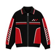 Vintage Racing Knit Jacket – Black Red