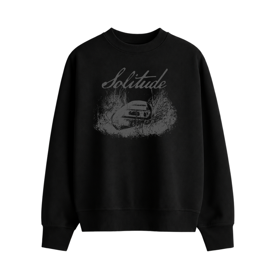 Vintage Solitude Graphic Sweatshirt – Jet Black