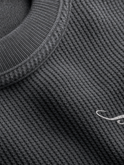 Reserve Relaxed Waffle Tee - Vintage Ash – close-up detail