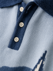 Marina Yacht Club Jacquard Polo T-Shirt – close-up detail