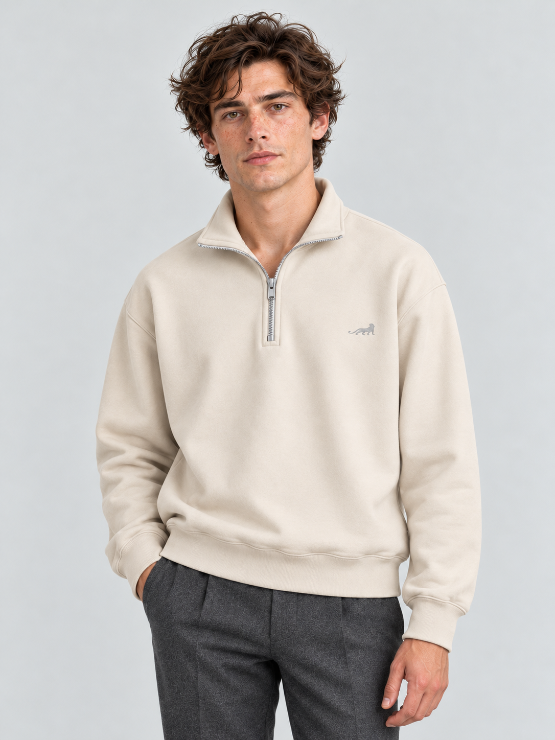 Classic Heritage Quarter-Zip Sweatshirt – Soft Ivory
