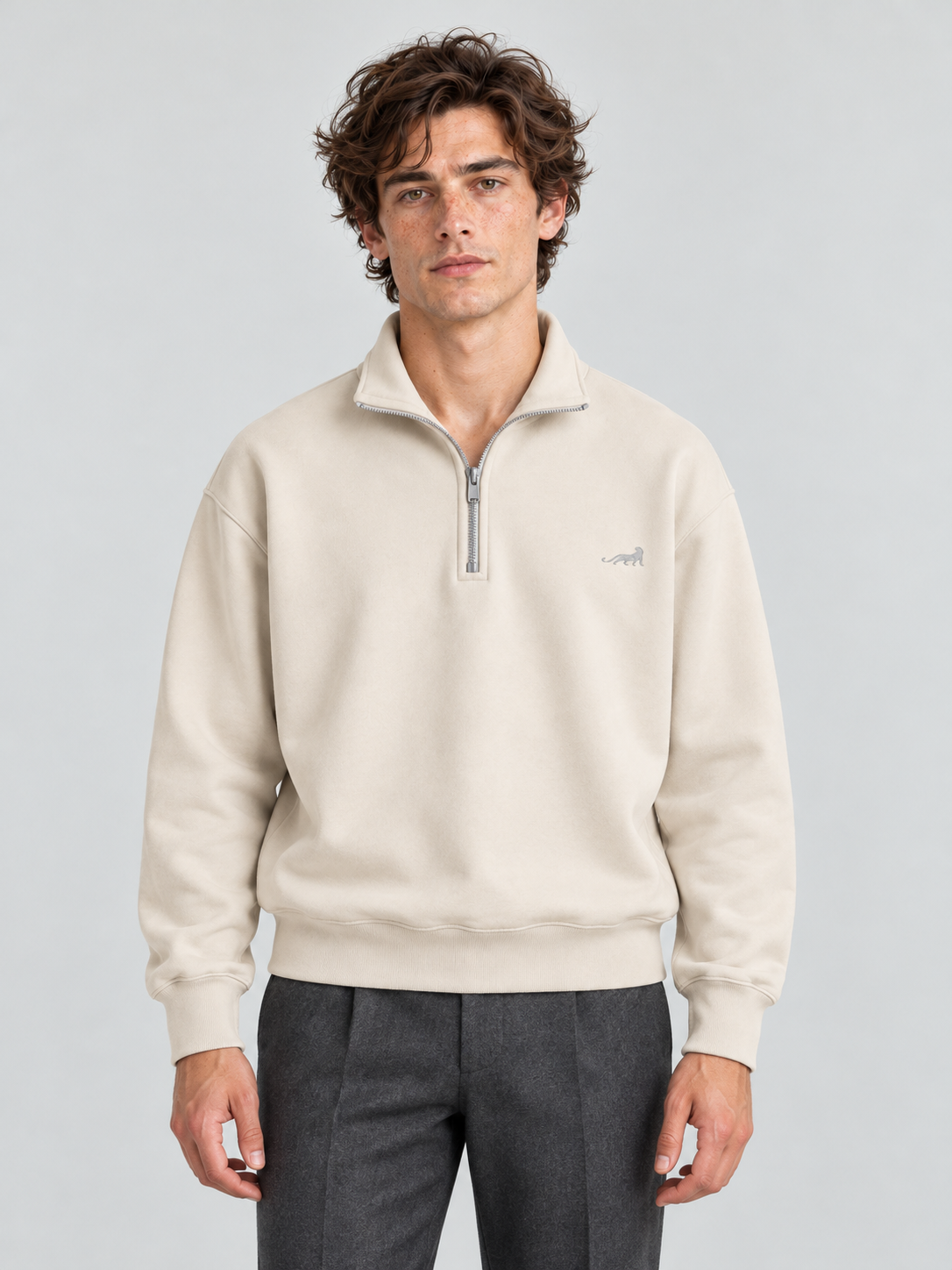 Classic Heritage Quarter-Zip Sweatshirt – Soft Ivory