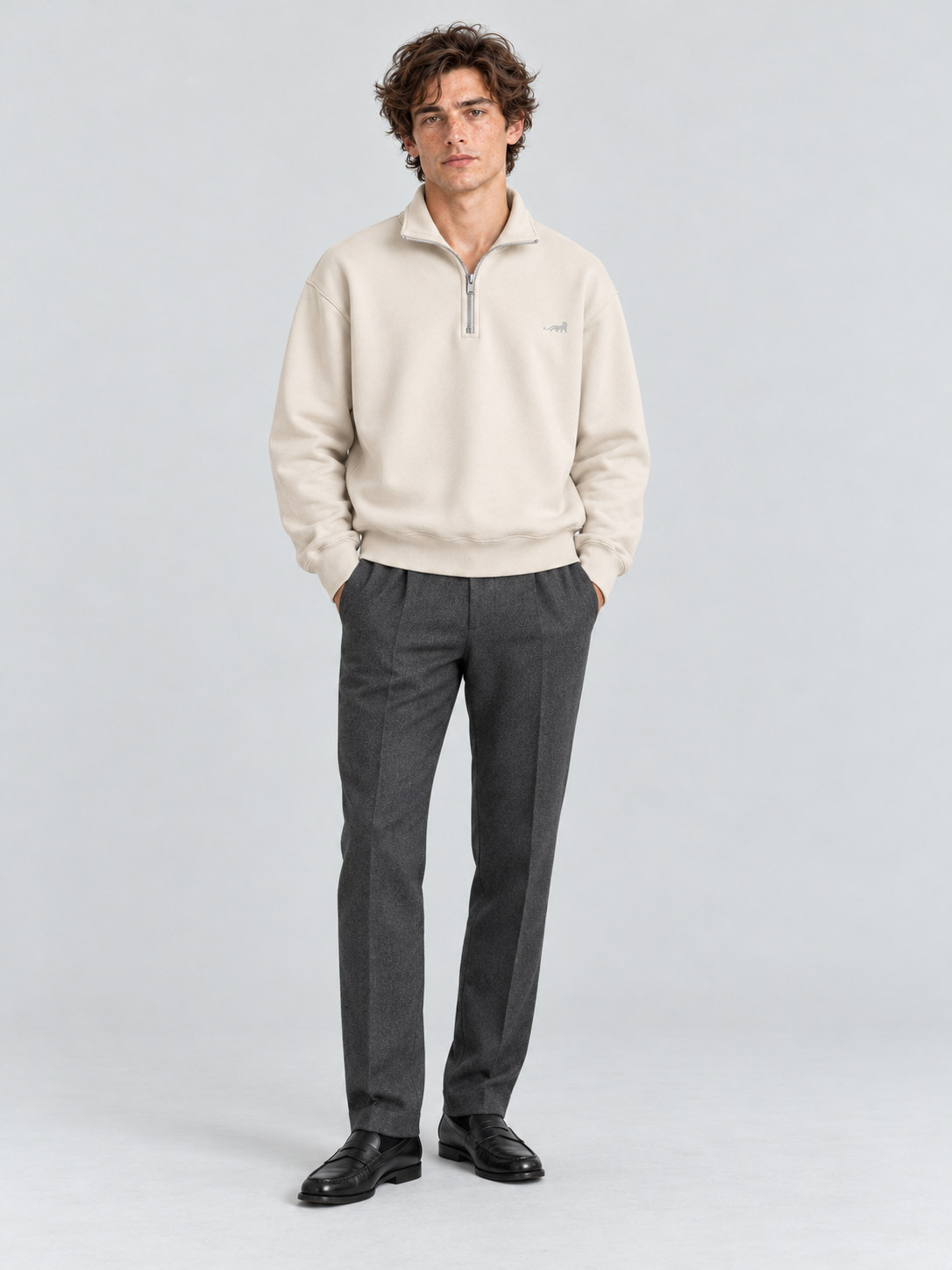 Classic Heritage Quarter-Zip Sweatshirt – Soft Ivory