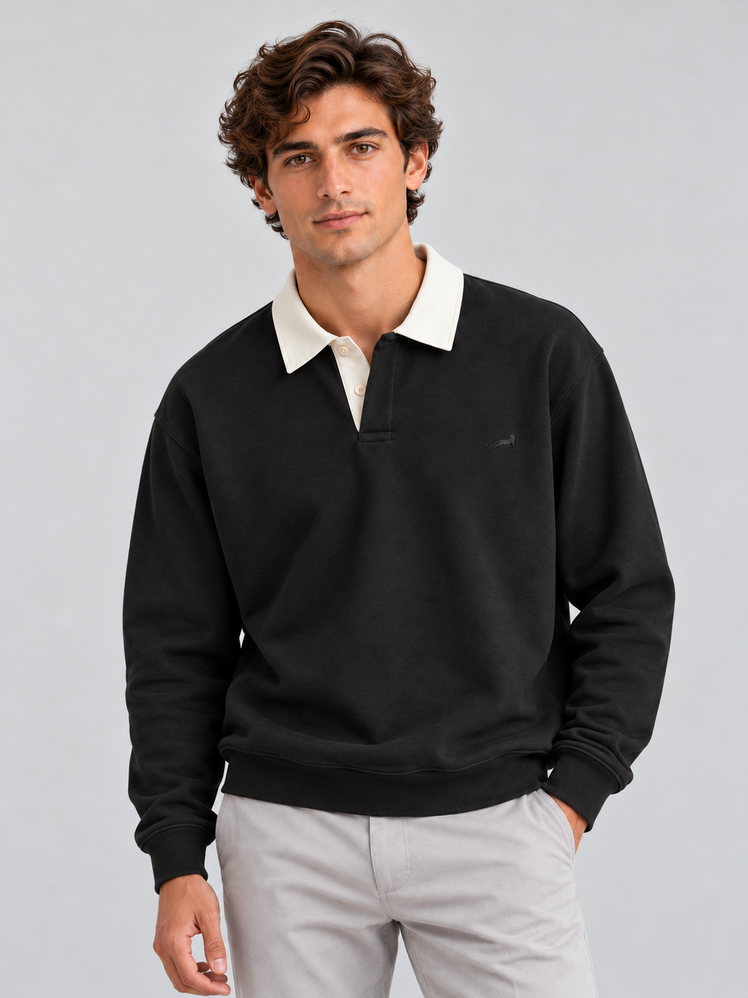Heritage Classic Polo Sweatshirt – Jet Black