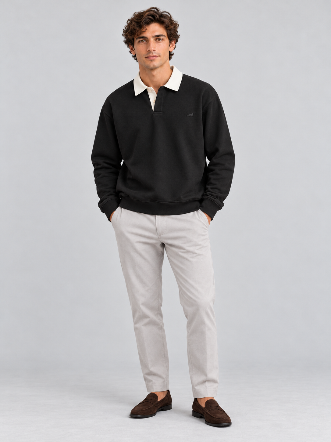 Heritage Classic Polo Sweatshirt – Jet Black