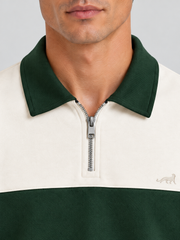 Heritage Stripe Polo Sweatshirt – Ivory Green