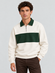 Heritage Stripe Polo Sweatshirt – Ivory Green