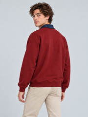 Heritage Stripe Polo Sweatshirt – Maroon Navy