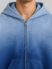 Signature Relaxed Ombré Zip Hoodie – Ocean Blue