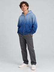 Signature Relaxed Ombré Zip Hoodie – Ocean Blue