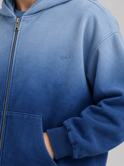 Signature Relaxed Ombré Zip Hoodie – Ocean Blue