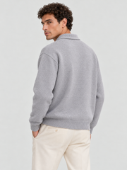 Alpine Ski Club Polo Sweatshirt – Heather Grey