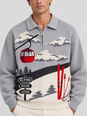 Alpine Ski Club Polo Sweatshirt – Heather Grey
